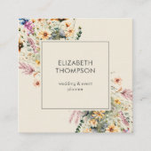 Moderne Boho Wildflower Waterverf Bloemen Vierkante Visitekaartje (Voorkant)