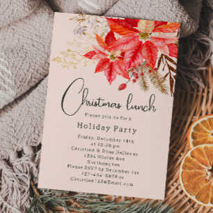 Moderne Boho Winter Bloemen Kerstlunch Kaart