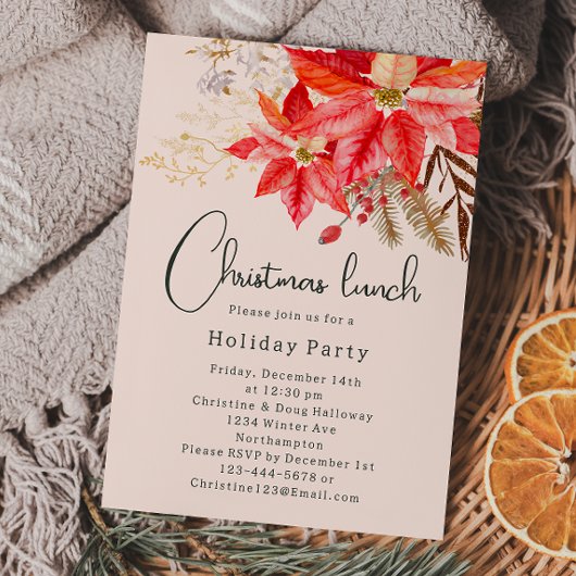 Moderne Boho Winter Bloemen Kerstlunch Kaart