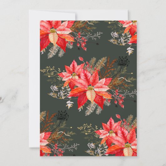 Moderne Boho Winter Bloemen Kerstlunch Kaart (Achterkant)