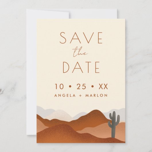 Moderne Boho woestijn Cactus bruiloft boog Foto Save The Date (Voorkant)