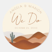 Moderne Boho Woestijn Terracotta Bruiloft Ronde Sticker (Voorkant)