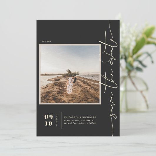 Moderne Boho Woestijn | Vierkant Foto Opslag Uitno Save The Date (Staand voorkant)