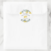 Moderne Boho Zomer Citroenen Groene Bruiloft Brunc Ronde Sticker (Tas)