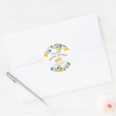 Moderne Boho Zomer Citroenen Groene Bruiloft Brunc Ronde Sticker (Envelop)