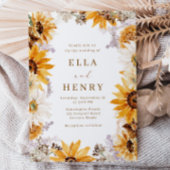 Moderne Boho Zonnebloem bruiloft Kaart