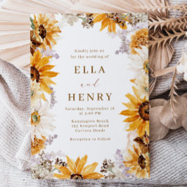 Moderne Boho Zonnebloem bruiloft Kaart