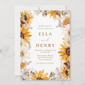 Moderne Boho Zonnebloem bruiloft Kaart (Voorkant)