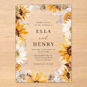 Moderne Boho Zonnebloem Lijst bruiloft Acryl Uitnodigingen (Voorkant)