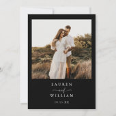 Moderne Boho zwart & wit foto bruiloft Kaart (Achterkant)