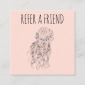 Moderne Boho Zwart Wit Wavy Haarstijl Bloemen Afsprakenkaartje (Voorkant)