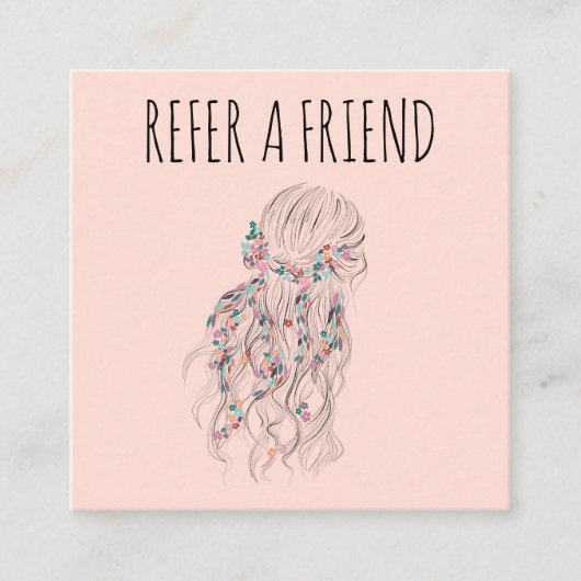 Moderne Boho Zwart Wit Wavy Haarstijl Bloemen Afsprakenkaartje (Voorkant)