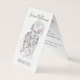 Moderne Boho Zwart Wit Wavy Haarstijl Bloemen Visitekaartje