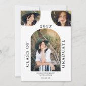 Moderne boho-zwarte witte 4 foto-afstuderen kaart (Voorkant)