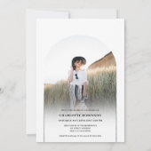 Moderne boho-zwarte witte 4 foto-afstuderen kaart (Achterkant)