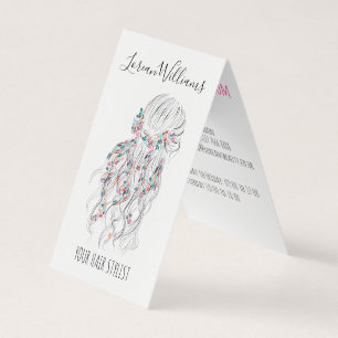 Moderne Boho Zwarte Witte Golvende Haardracht Bloe Visitekaartje