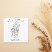 Moderne Boho Zwarte Witte Golvende Haarstijl Bloem Afsprakenkaartje