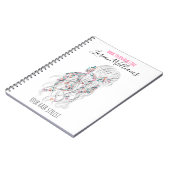 Moderne Boho Zwarte Witte Golvende Haarstijl Bloem Notitieboek (Linkerzijde)