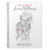 Moderne Boho Zwarte Witte Golvende Haarstijl Bloem Notitieboek (Voorkant)