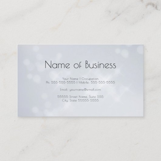 Moderne Bokeh Glamoureuze Zilveren Sparkle Visitekaartje (Achterkant)