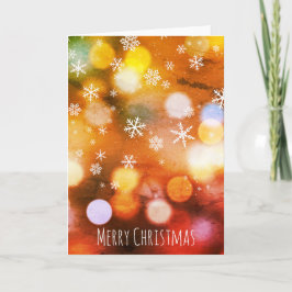 Moderne Bokeh Kleurrijke Lichtjes Sneeuwvlok Kerst Kaart