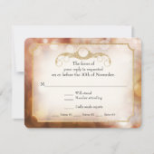 Moderne Bokeh Sparkle Twinkle Amber Gold RSVP (Voorkant)