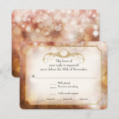 Moderne Bokeh Sparkle Twinkle Amber Gold RSVP Kaartje (Voorkant / Achterkant)
