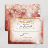 Moderne Bokeh Sparkle Twinkle Marsala RSVP Kaartje (Voorkant / Achterkant)