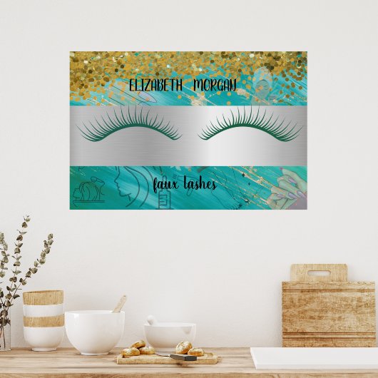 Moderne Bokeh, Streep, Valse Wimpers Po Poster (Keuken)