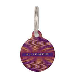 Moderne Bold Abstract Paars Uniek Trippy Aangepast Huisdierpenning