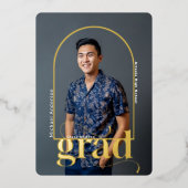 Moderne Bold Arch Foto Afstudeerfeest Folie Uitnodiging (Voorkant)