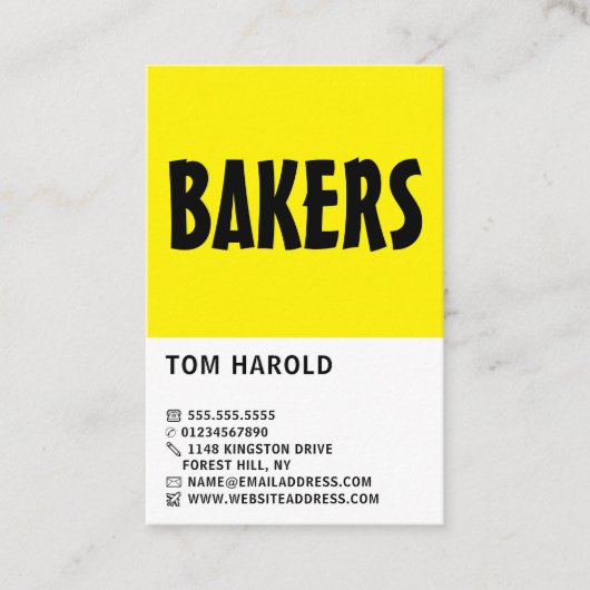 Moderne bold, bakkerijen, bakkerijwinkel visitekaartje (Voorkant)