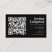 Moderne bold Cool Photography Typografie QR code Visitekaartje (Achterkant)