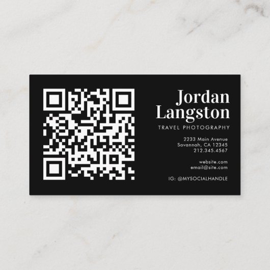 Moderne bold Cool Photography Typografie QR code Visitekaartje (Achterkant)