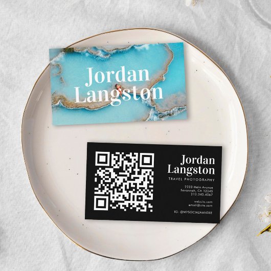 Moderne bold Cool Photography Typografie QR code Visitekaartje
