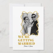 moderne Bold Kleurrijke Wavy funky geel Bruiloft Kaart (Achterkant)