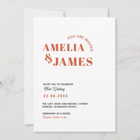 moderne Bold Kleurrijke Wavy funky retro Bruiloft Kaart (Voorkant)