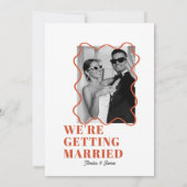 moderne Bold Kleurrijke Wavy funky retro Bruiloft Kaart (Achterkant)