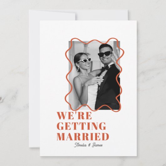 moderne Bold Kleurrijke Wavy funky retro Bruiloft Kaart (Achterkant)