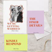 moderne Bold Kleurrijke Wavy funky retro Bruiloft Kaart