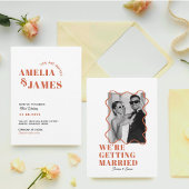 moderne Bold Kleurrijke Wavy funky retro Bruiloft Kaart