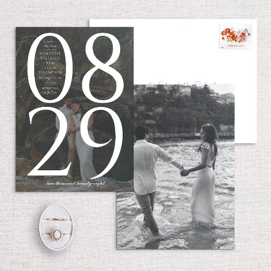 Moderne Bold Large Date Photo Background Save The Date