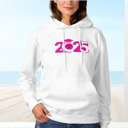 Moderne Bold Pink Klasse van 2025 Hoodie