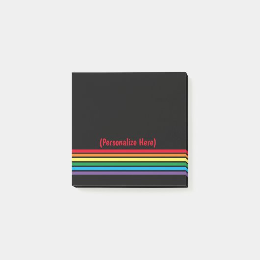 Moderne Bold Rainbow op zwarte achtergrond Post-it® Notes (Voorkant)
