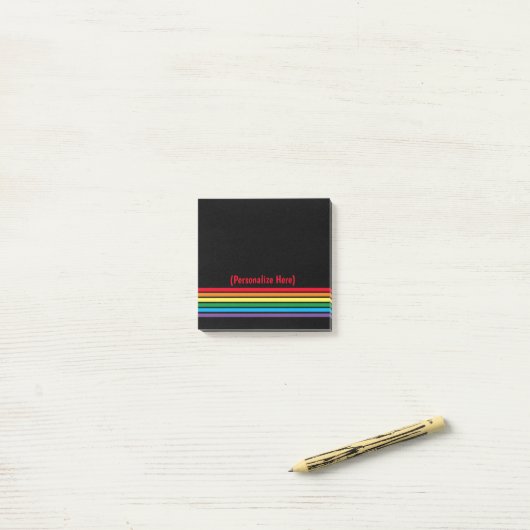 Moderne Bold Rainbow op zwarte achtergrond Post-it® Notes (Op bureau)