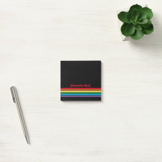 Moderne Bold Rainbow op zwarte achtergrond Post-it® Notes (Kantoor)