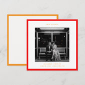 Moderne Bold Rood Lijst Typografie Huwelijk Save D Kaart (Voorkant / Achterkant)