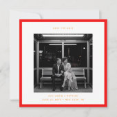 Moderne Bold Rood Lijst Typografie Huwelijk Save D Kaart (Voorkant)