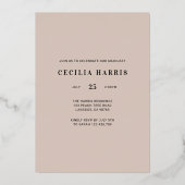 Moderne Bold Roos Gold Afstudeerder Folie Folie Uitnodiging (Achterkant)