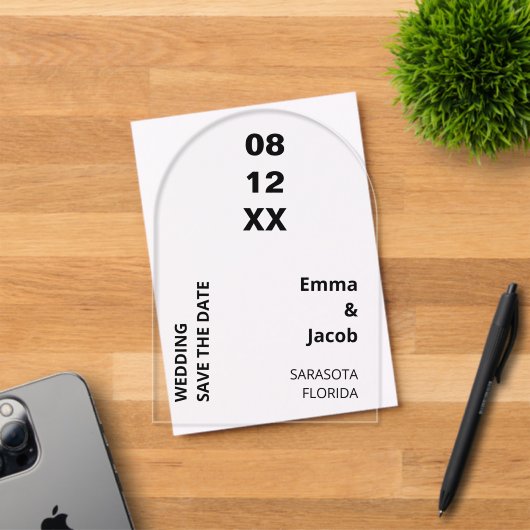 Moderne Bold Save the Date Acryl Uitnodiging (Insitu (Uitnodiging))
